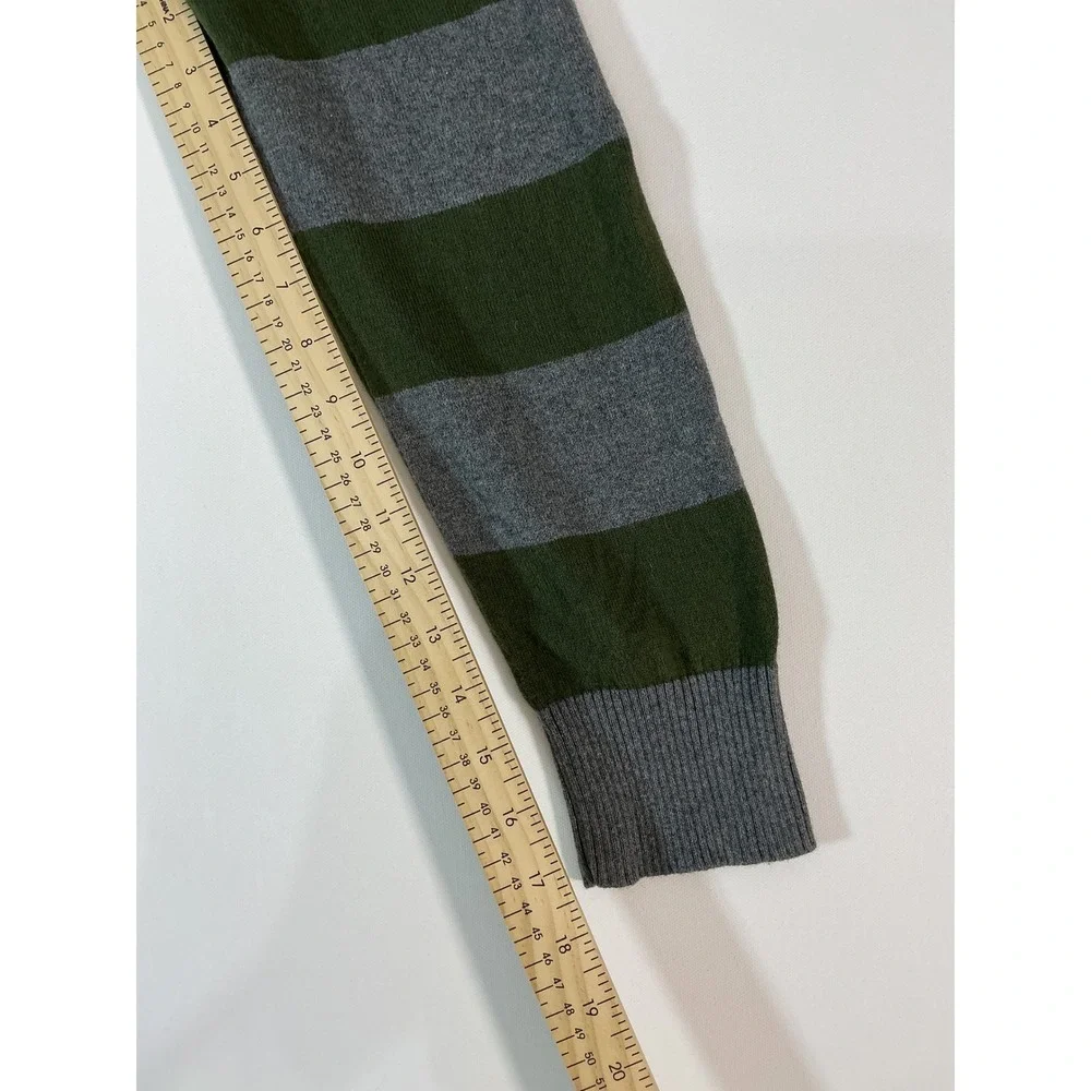 VTG Banana Republic Full Zip Striped Sweater Green Gray Size M Y2K Silk Blend